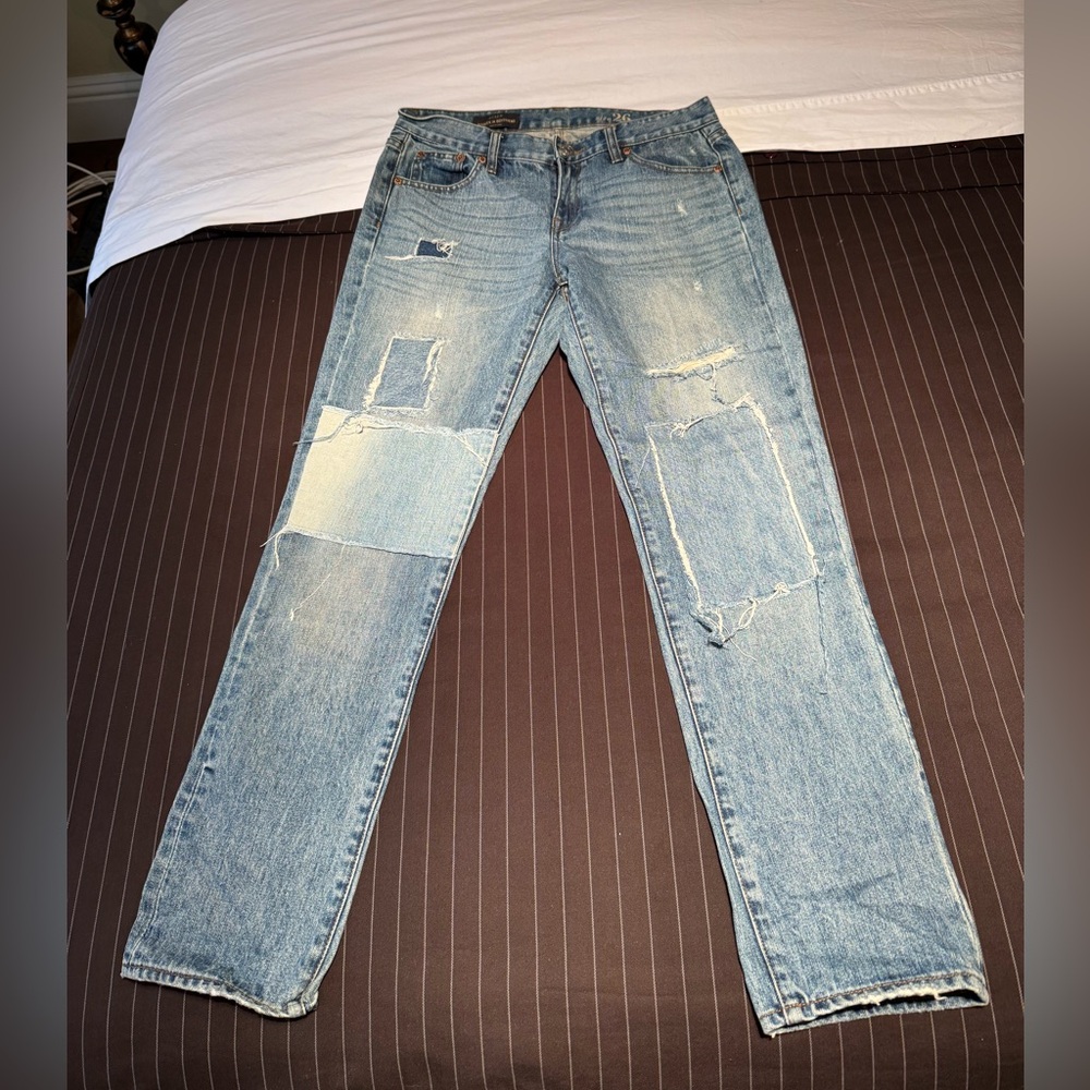 J. Crew Women’s Broken in Boyfriend Light Blue Distressed Jeans